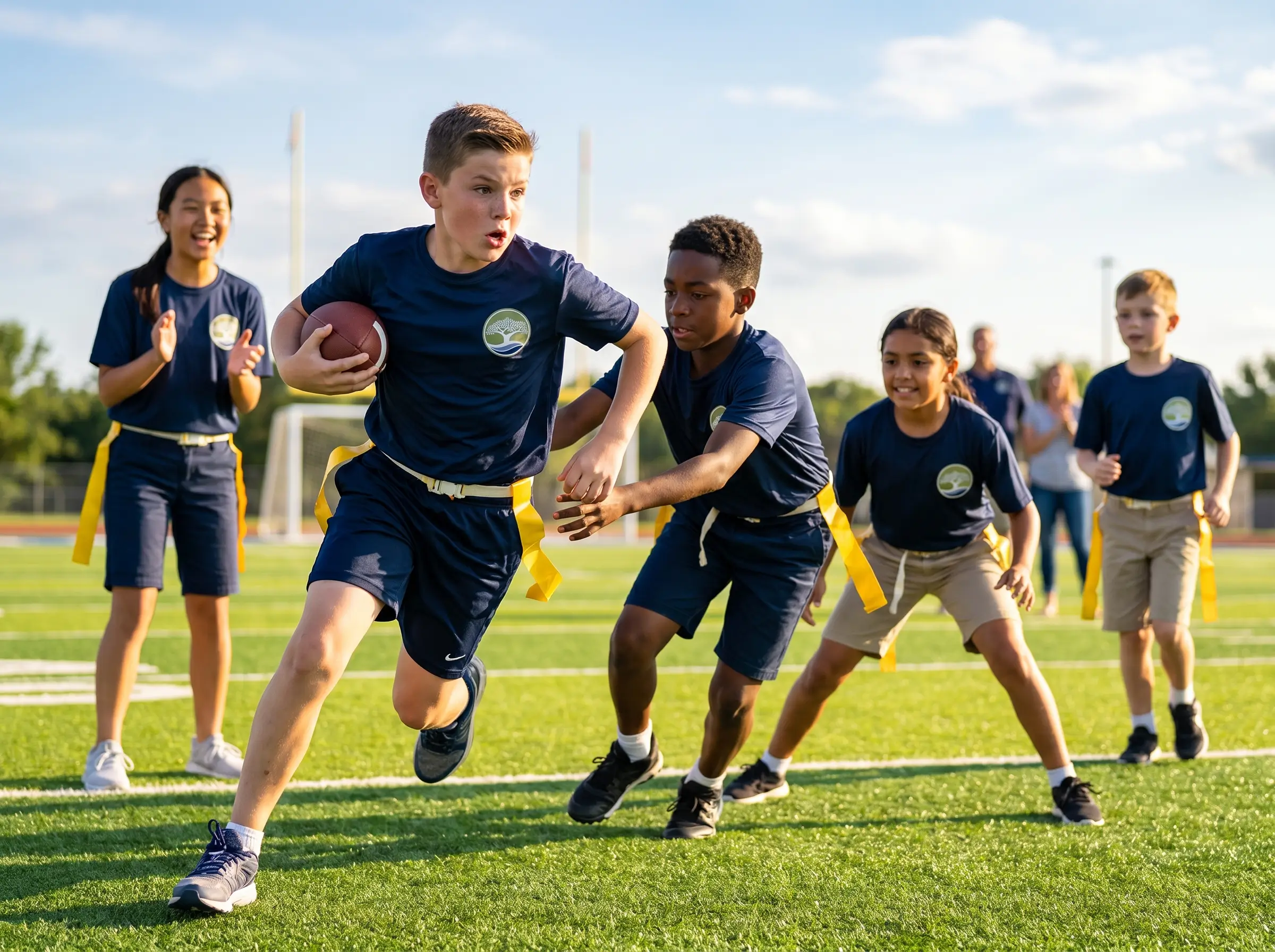 Forest Lake Education Center students playing flag football