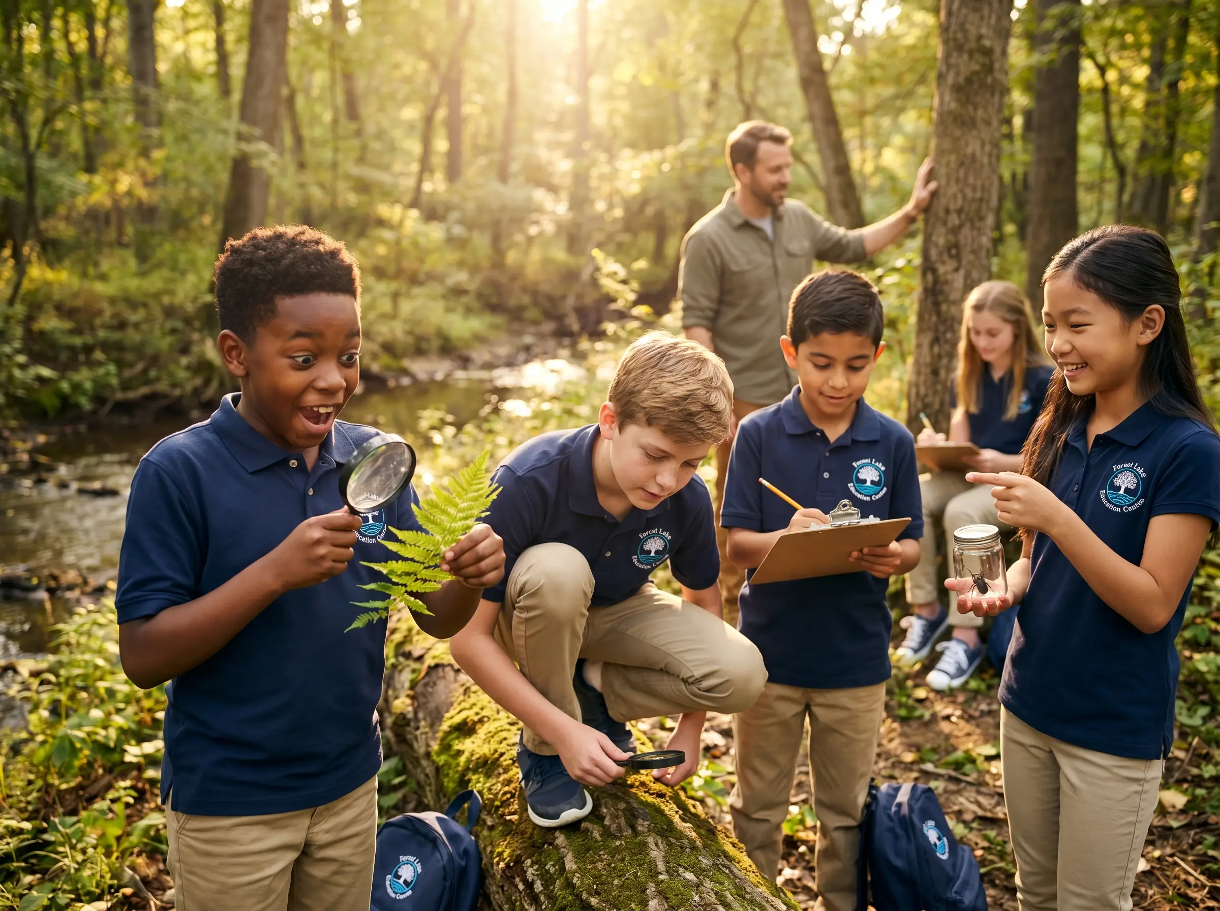 Forest Lake Education Center students in an outdoor hands-on learning activity